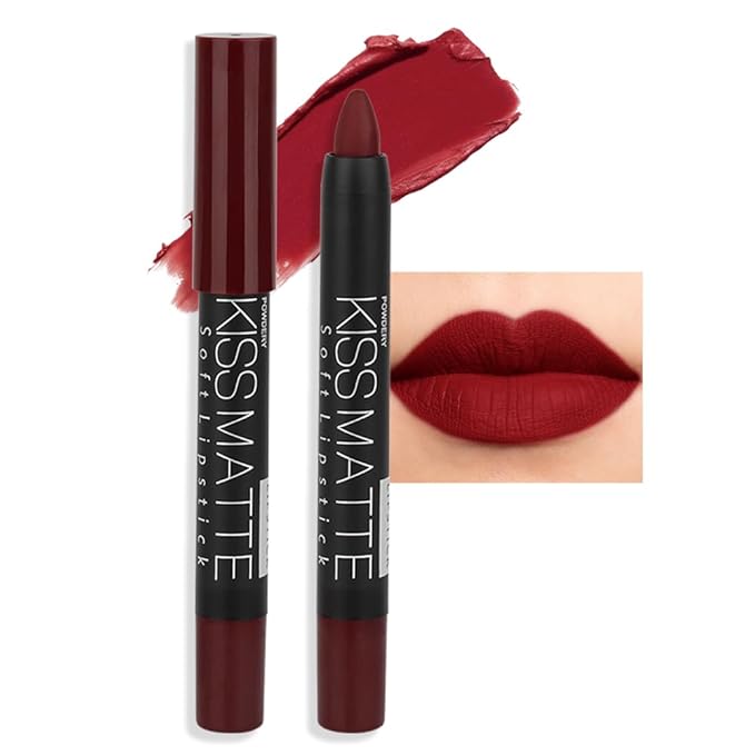 evpct 1Pcs Deep Dark Red Matte Lipstick and Lip Crayon Liner Pencil Pen Set for Women Lip Stain Long Lasting Waterproof labiales mate magicos 24 horas originales pintalabios permanente 24 horas 11