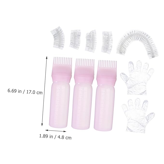 ASAKKURA Portable Hair Dye Kit with Applicator Bottle Flexible Coloring Tools Complete Hair Dyeing Accessories for Home and Salon Use Pink