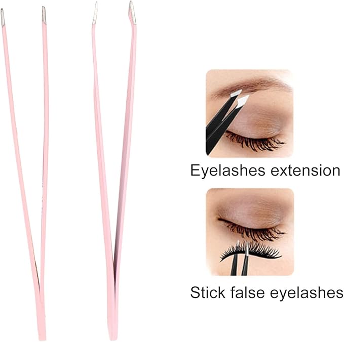 Professional Eyelash Eyebrow Makeup Tool Set Double Ended Lash Comb Brush Curler Tweezers Kit for Home Beauty Salon Pink Stainless Steel ABS Nylon 5 Pieces