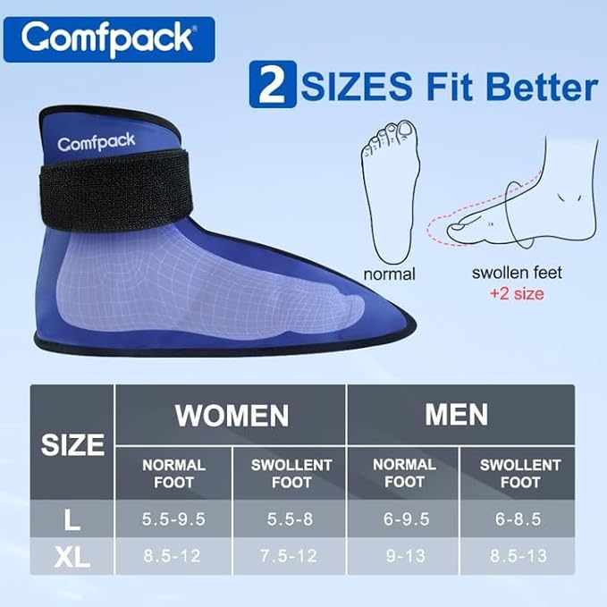 Comfpack Foot Ice Pack Wrap for Plantar Fasciitis Hot Cold Therapy Ice Boot for Foot After Surgery, Plantar Fasciitis, Achilles Tendonitis, Swelling, Heel Pain