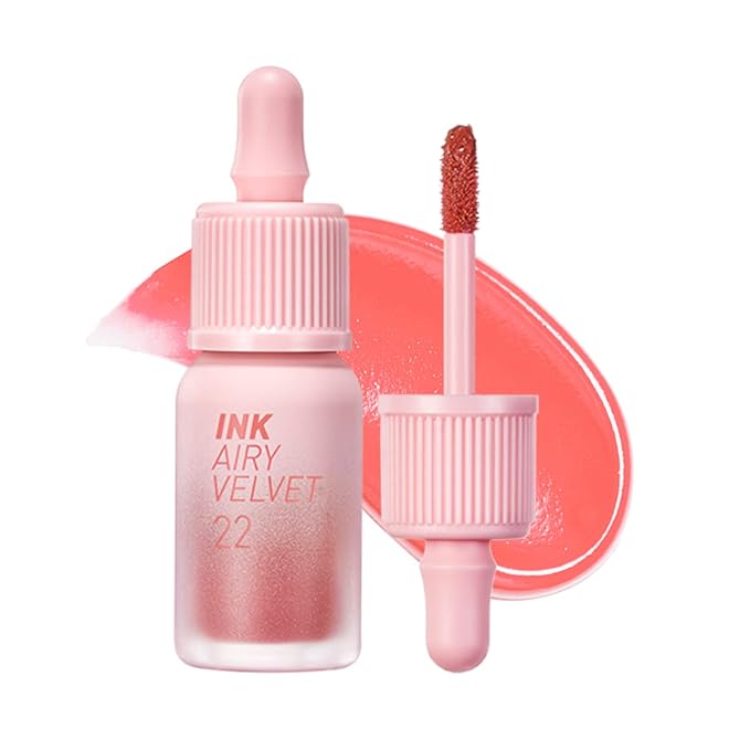 Peripera Ink Airy Velvet Lip Tint | High-Pigmentation, Lightweight, Soft, Moisturizing (022 CENTER PEACH)