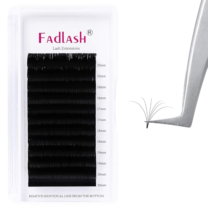 FADLASH Easy Fan Lash Extensions Volume Eyelash Extensions Mixed Tray 3D 4D 5D 6D 7D 10D Lash Extensions 0.07 Soft Self Fanning Volume Lashes Supplies Blooming Lashes (0.07-D, Mix 15-20mm)
