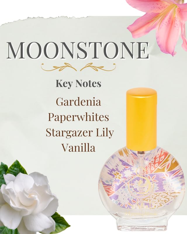 The Sage Lifestyle Moonstone Mini Spray, Gardenia, Lily, Vanilla Musk, Egyptian Musk, Perfume for Women, Long Lasting, Floral Fragrance, Artisan, Parfum, 1/2 oz, Travel Size, Mini Perfume for Women