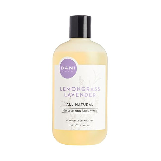 DANI Naturals Moisturizing Body Wash - Calming Lemongrass Lavender Scent with Organic Aloe Vera & Natural Glycerin - Paraben, Sulfate, & Phthalate-Free Shower Gel - 12 oz Bottle, Vegan & Cruelty-Free