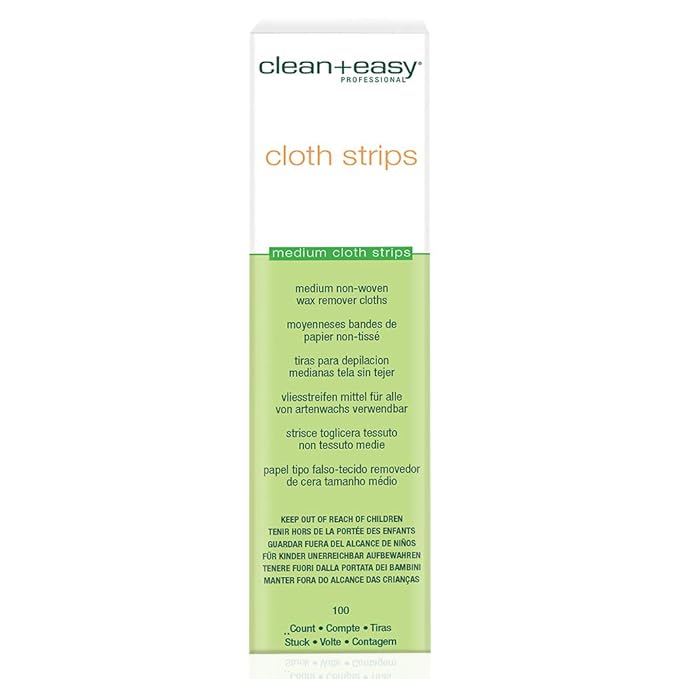 Clean + Easy Medium Cloth Wax Strips – Non Woven Waxing Strips for Hair Removal, Ideal for Bikini & Underarm Area, Professional-Grade, Disposable,100-Count