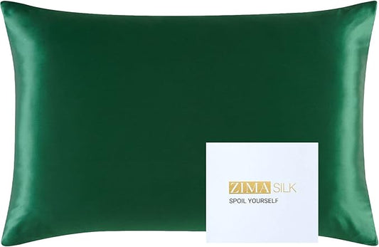 ZIMASILK 25 Momme 100% Pure Mulberry Silk Pillowcase for Hair and Skin Care, Highest Grade 6A Pillow Cases for Women, Long-Lasting Durablity, Gift for Women Men, 1Pc (Standard 20"x26", Blackish Green)