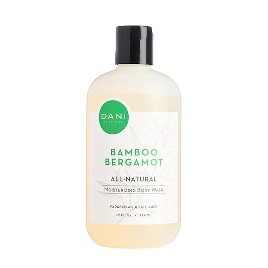 DANI Naturals Moisturizing Body Wash - Refreshing Bamboo Bergamot Scent with Organic Aloe Vera & Natural Glycerin - Paraben & Sulfate-Free Shower Gel - For Men & Women - 12 oz - Vegan & Cruelty-Free