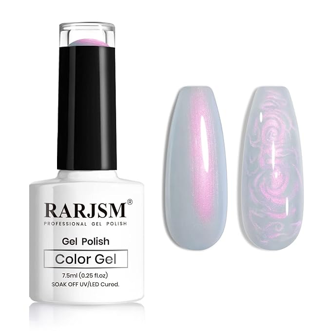 RARJSM Pearl Blue Gel Polish,Pearlescent Gel Nail Polish,Shell Glitter Purple Mermaid Shimmer Iridescent NailGel Polish Soak Off L E D U V Curing Requires Swirl Thread Effect DIY Manicure Use 7.5ML