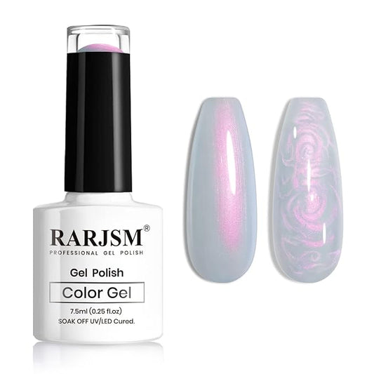 RARJSM Pearl Blue Gel Polish,Pearlescent Gel Nail Polish,Shell Glitter Purple Mermaid Shimmer Iridescent NailGel Polish Soak Off L E D U V Curing Requires Swirl Thread Effect DIY Manicure Use 7.5ML