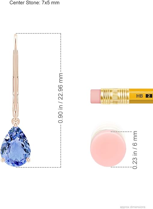 ANGARA Natural Tanzanite Earrings for Women | Solitaire Pear-Shaped Tanzanite Leverback Earrings in 14K Solid Gold/Platinum | December Birthday, Anniversary, Gemstone Jewellery Gift