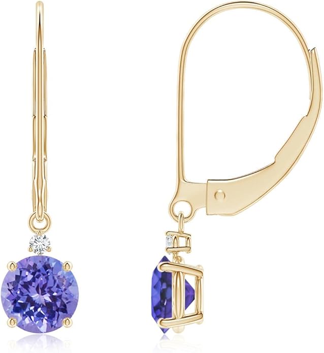 ANGARA Natural Tanzanite Earrings for Women | Tanzanite and Diamond Leverback Drop Earrings in 14K Solid Gold/Platinum | December Birthday, Anniversary, Gemstone Jewellery Gift