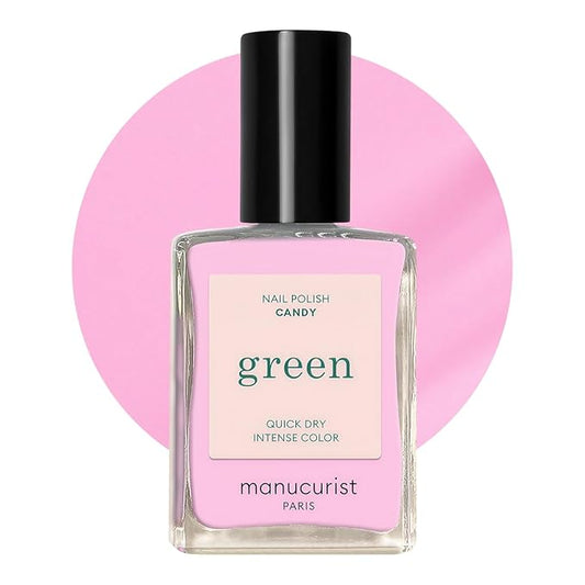 Manucurist Green Nail Polish Candy - Neon Pink Nail Polish - 9-Free, Plant-Based and Vegan - Manicure - Made in France - 0.5 fl oz