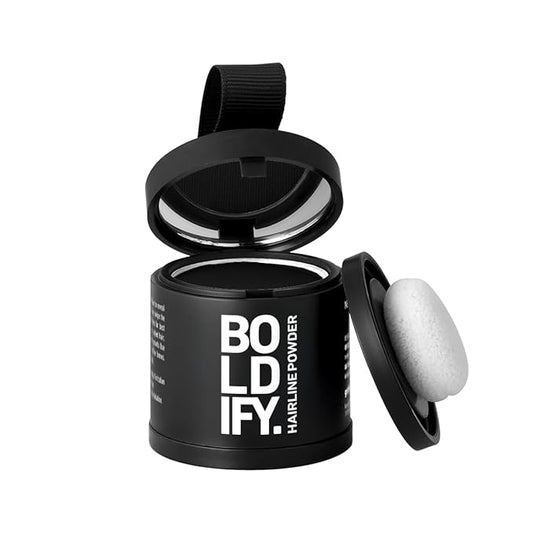 BOLDIFY Hairline Powder (LARGE, 10g) - Root Touch Up Hair Color for Gray Coverage - Bald Spot Concealing Hair Powder for Women & Men - 24-Hour Stain-Proof - Black