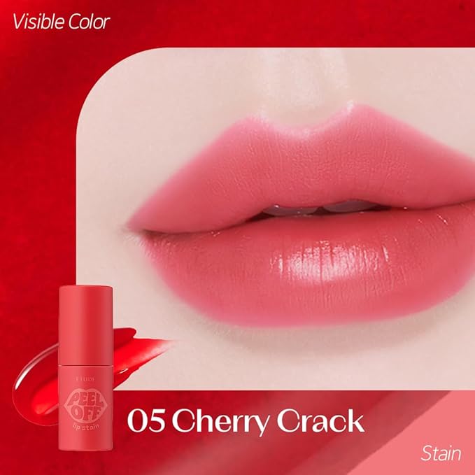 ETUDE Dear Darling Peel Off Lip Stain (Cherry Crack) – Teen girl gifts, Hydrating Hydrogel Tint, Long Lasting & Waterproof, High Pigment, Easy Peel Off, All‑Day Color Lip Tattoo