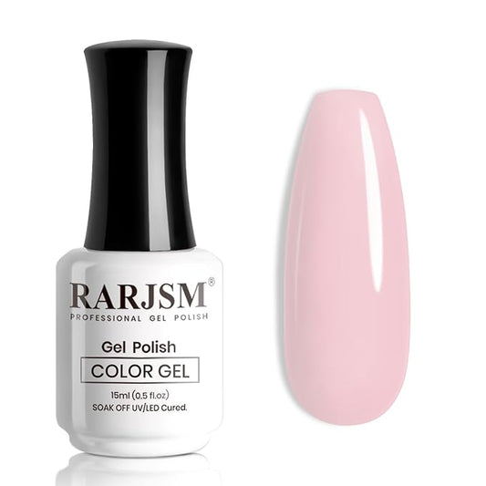 RARJSM Nude Gel Polish Neutral Color Skin Tone Gel Nail Polish 15ml Natural Color UV LED Cured DIY Soak off Gel Polish Single Bottle(Pale Purple Pink)