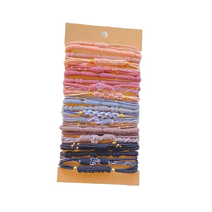 Multistyle Hair Ties Set: Gentle High Elasticity Ponytail Scrunchie Bracelet for Women (23-Heart Buckle K-Style Set:25, One Size)