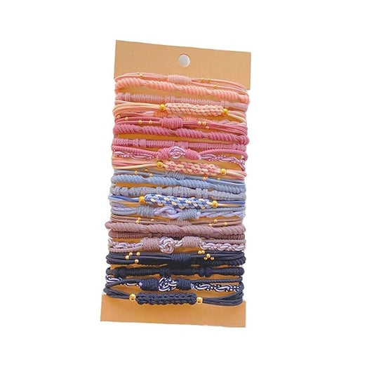 Multistyle Hair Ties Set: Gentle High Elasticity Ponytail Scrunchie Bracelet for Women (23-Heart Buckle K-Style Set:25, One Size)