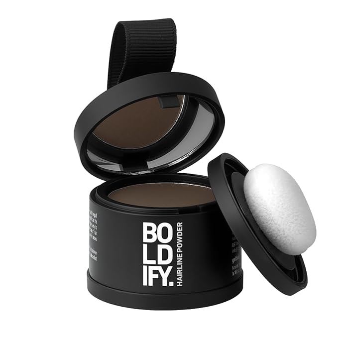 BOLDIFY Hairline Powder - Root Touch Up Hair Color for Gray Coverage - Bald Spot Concealing Hair Powder for Women & Men - 24-Hour Stain-Proof - Medium Brown