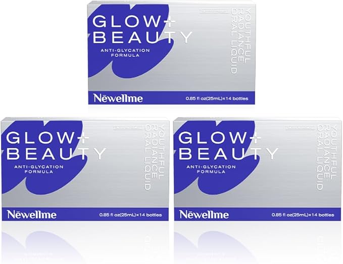 NEWELLME Antioxidant Collagen Shots – Glow+ Beauty Liquid Antioxidant with Hyaluronic Acid, Anti-Glycation Support for Smooth, Radiant Skin, Hair & Nails, 42 Bottles
