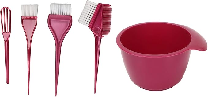 ZJchao Hair Bleach Kit, 5pcs NonSlip with Stirrer Hair Dye Coloring Kit Nylon Fiber Brushes And Mixing Bowl for Professional Dyeing And Styling