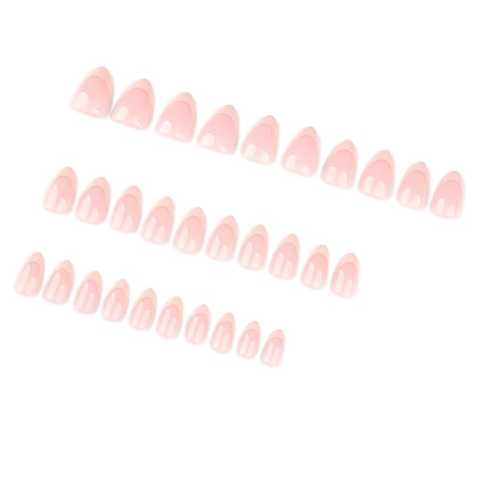 XZMeiLun White French Tips Press On Nails Short Almond, White French Soft Gel Stick On Nails, Designer Reusable Acrylic Nail Press Ons, Fake Nails With Glue On Nail, Wedding False Nail For Women