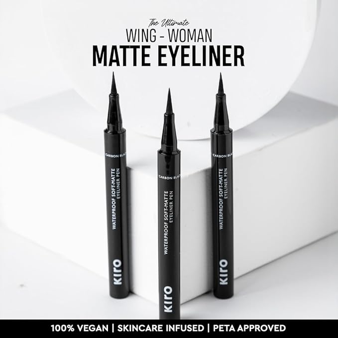 KIRO Soft-Matte Waterproof Eyeliner Pen – Carbon Black | Smudge-Proof, Vegan & Paraben-Free | High-Precision Liquid Eye Pen with Quick-Dry Formula | Intense Matte Finish | 24-Hour Stay | 1.1 ml