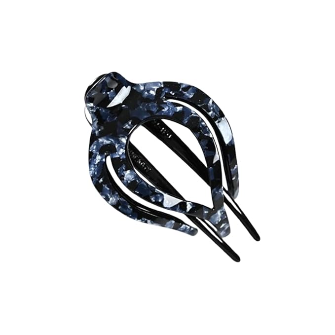 SPEVERT 3.5" Big Heart-Shaped Claw Clips for Women Stylish Curved Duckbill Hair Clips Non-Slip for Secure Alligator Clips (Gray Blue)