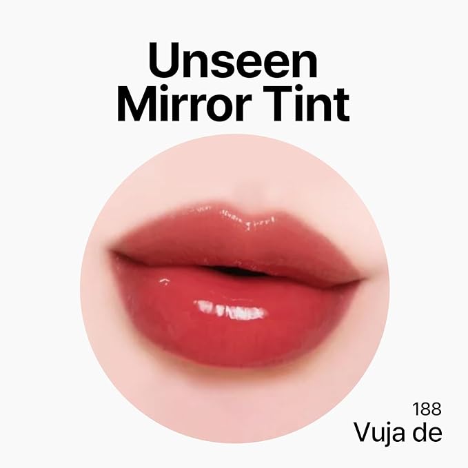 Unseen Mirror Lip Tint, High-Gloss, Non-Sticky, Long-Lasting Stain, Blendable, Clear Shades 3.5g, Holiday Stocking Stuffer (188 Vuja de, 0.12 oz)