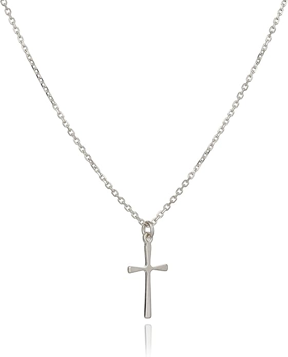 Annika Bella Cross Necklace for Women, 16-18 Inches Silver/Gold Chain, Women's Small Simple Cross Necklaces Religious Charm Jewelry, Faith Gift for Her