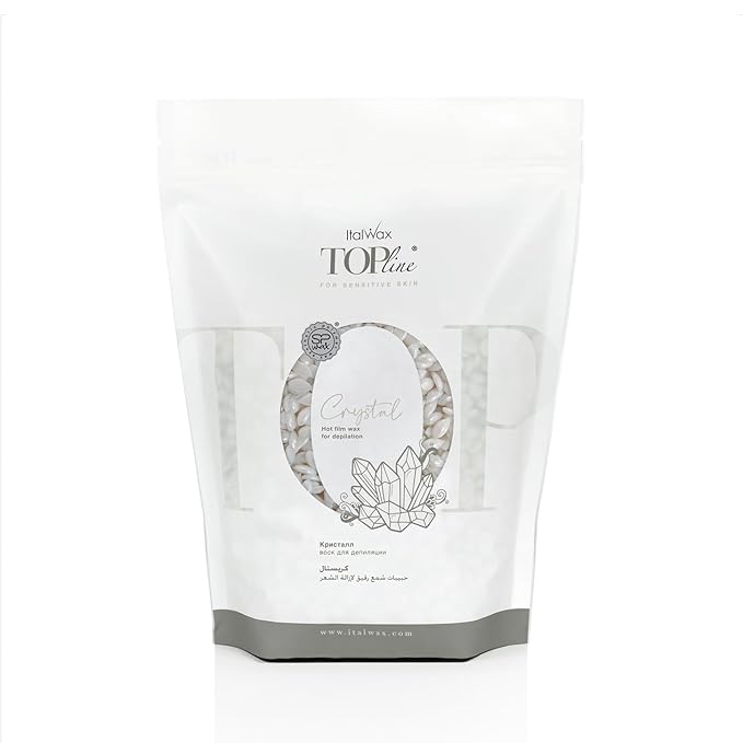 Italwax Top Line Crystal Hard Wax 1.65lb (750g) – Neutral White Ultra-Delicate Formula with No Fragrance or Colorants, Ideal for Reactive Skin & Facial Areas – Made in Italy