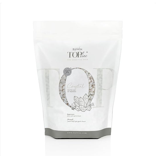 Italwax Top Line Crystal Hard Wax 1.65lb (750g) – Neutral White Ultra-Delicate Formula with No Fragrance or Colorants, Ideal for Reactive Skin & Facial Areas – Made in Italy