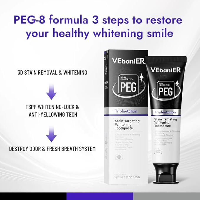 VEbanlER Stain-Targeting Teeth Whitening Toothpaste,Natural Deep Remover Stain, Plaque&Bad Breath,3D White with Charcoal,Fluoride Free,Non Toxic,for Adults, Kids and Sensitive Teeth.3.57oz.