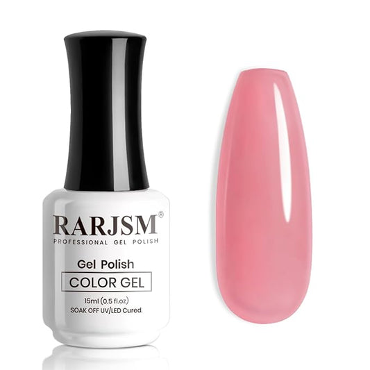 RARJSM Nude Gel Nail Polish Ruddy Pink Neutral Skin Tone Color Sheer Ice Blush Red Pink Jelly Transparent Nail Gel Polish 15ml Single Bottle Soak off UV LED Cured for Home Salon DIY French Manicure