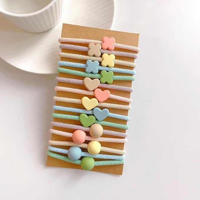 Multistyle Hair Ties Set: Gentle High Elasticity Ponytail Scrunchie Bracelet for Women (8-Macaron Color Set Set:15, One Size)