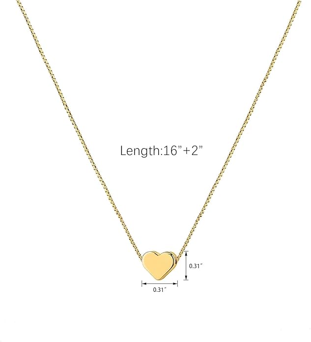 Airmb Cute Heart Necklace for Women Gold/Silver Plated Heart Pendant Choker Necklaces Tendy Love Heart Chain Necklace Dainty Gold/Silver Necklace Jewelry Gifts for Women