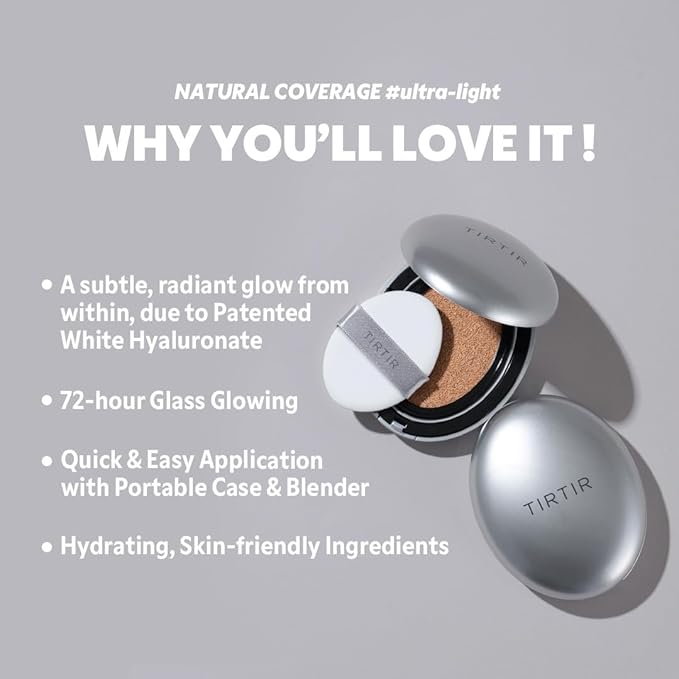 [*Mini Size*] TIRTIR Aura Glow Silver Cushion | Korean Cushion Foundation, (#31N French Beige, 0.15 Fl Oz)
