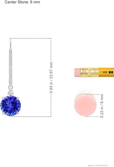 ANGARA Natural Tanzanite Earrings for Women | Tanzanite and Diamond Leverback Drop Earrings in 14K Solid Gold/Platinum | December Birthday, Anniversary, Gemstone Jewellery Gift