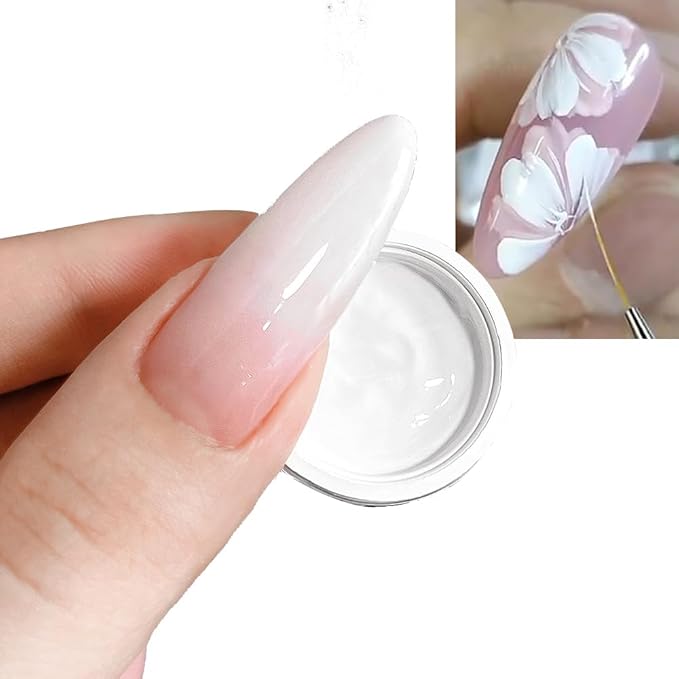 Karroy Sponge Pat Paint Nail Gel, Blending Colors Ombre Nails Gradient Gel Nail Blush Blooming Aura Nails Drawing Stripper Floral Painting Nail Art, No Wipe, UV/LED Curing 5ml 1PC (White)