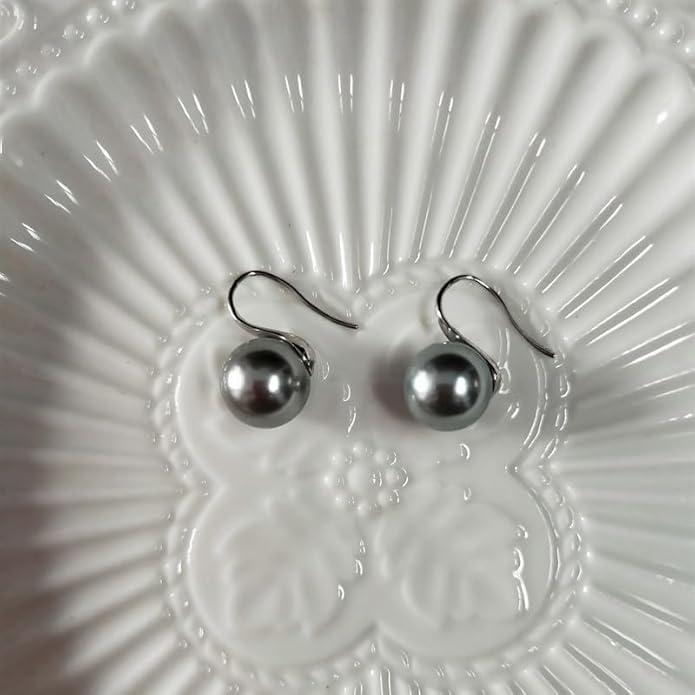 NONNYL Gift for Wife Tahitian Black&Freshwater Cultured-Pearl-Earrings-Gifts for Women- Wedding Birthday Anniversary-Mom Her Mothers Day Valentines Day Christmas-18K Gold Plated Sterling Silver Pearl Dangle Earring Fine Jewelry