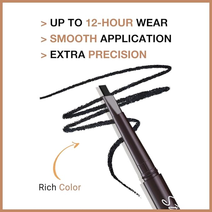 5 Pcs Ultimate Eyebrow Retractable Definer Pencils,Dual-Sided Natural Soft Textured Eyebrow Pencil, for Daily Look Eyebrow Makeup,Brow Brush,Fine Tip (2*Black+3*Mudium Brown)