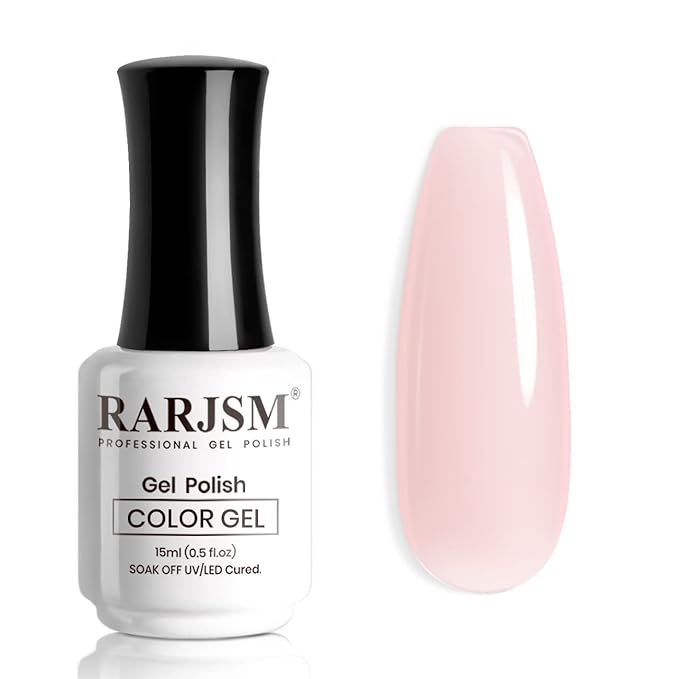 RARJSM Sheer Nude Gel Polish Jelly Light Pink Translucent Colors Neutral Skin Tone Gel Polish Milky Clear Pink 15ml Single Bottle Soak off UV LED Cured at Home Salon DIY French Manicure Nails Art