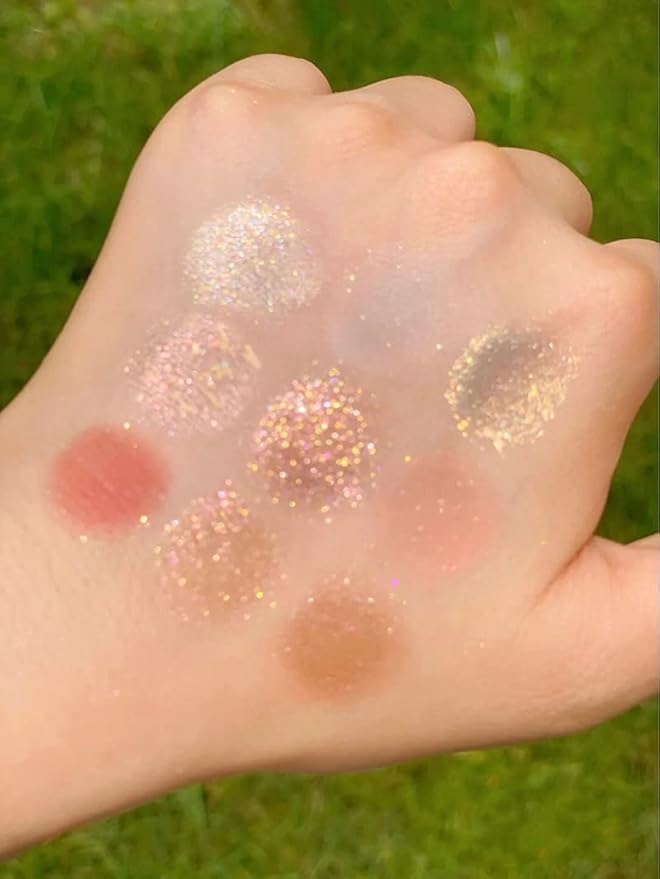 Kayswang 9 colors glitter eyeshadow palette makeup palette matte high pigment color cream texture natural eye shadow powder eye shadow palette in autumn and winter long lasting & waterproof (rose)