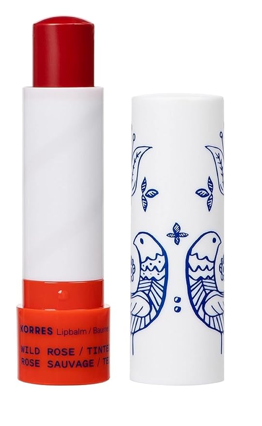 KORRES Lip Butter Stick Wild Rose Tinted Hydrating Lip Balm with Greek Hypericum Balsam Oil, Moisturizing & Subtle Tint for Soft Lips, Lip Care for Women & Men, 0.17 oz
