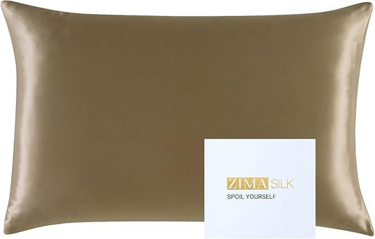 ZIMASILK 25 Momme 100% Pure Mulberry Silk Pillowcase for Hair and Skin Care, Highest Grade 6A Pillow Cases for Women, Long-Lasting Durablity, Gift for Women Men, 1Pc (King 20"x36", Taupe)