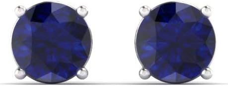 Diamondere Natural and Certified Gemstone Solitaire Petite Stud Earrings in 10K White Gold | 0.22 Carat Earrings for Women