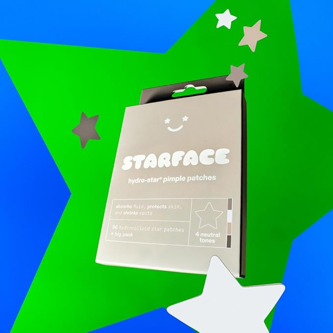 Starface Earth Star BIG PACK, Hydrocolloid Pimple Patches, Absorb Fluid and Reduce Redness, Cute Star Shape and 4 Neutral Colors (96 Count)