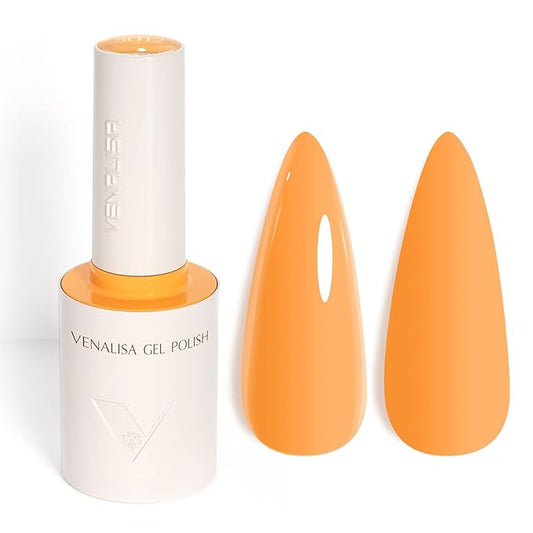 VENALISA Orange Gel Nail Polish, 1 Pcs Bright Orange Gel Polish Color High Gloss Soak Off U V Nail Manicure Salon and DIY at Home Gifts for Women
