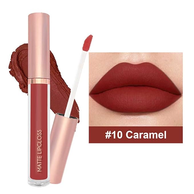 BestLand 3PCS Velvet Temptation Dark Nude Liquid Lipstick Set, Matte Lip Gloss Long Lasting Waterproof, Full Coverage Smudge Proof Lip Color with Caramel Berry Plum Shades for Bold Sexy Makeup Looks