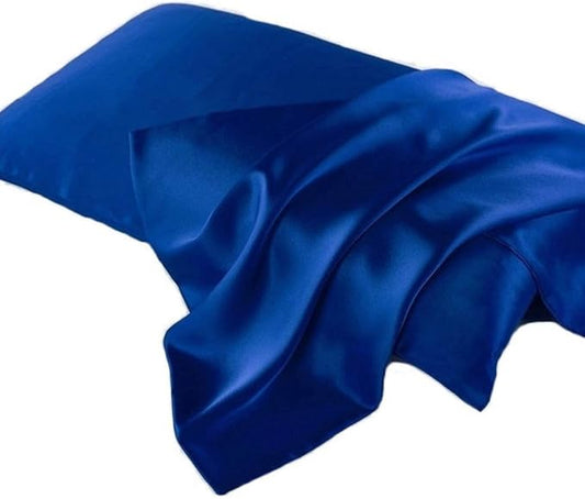 Mulberry Silk Pillowcases Set of 2, Hypoallergenic Satin Pillow Covers for Hair and Skin, with Hidden Zipper, Both Side 100% 19 Momme Silk (Royal Blue,King)