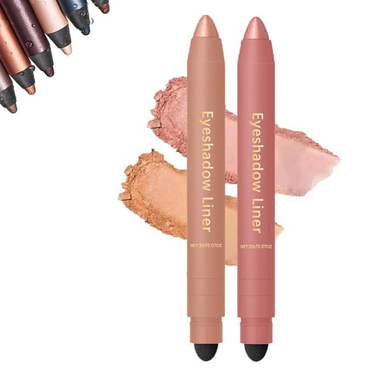 Eyeshadow Stick, Perfect Color Duo-Shadow Liner 2-in-1 Eyeliner & Eye Shadow Stick, Easily Blendable & Buildable, Waterproof, Creamy Easy-Glide, For Effortless Smoky Or Natural Eye Makeup(06+03)